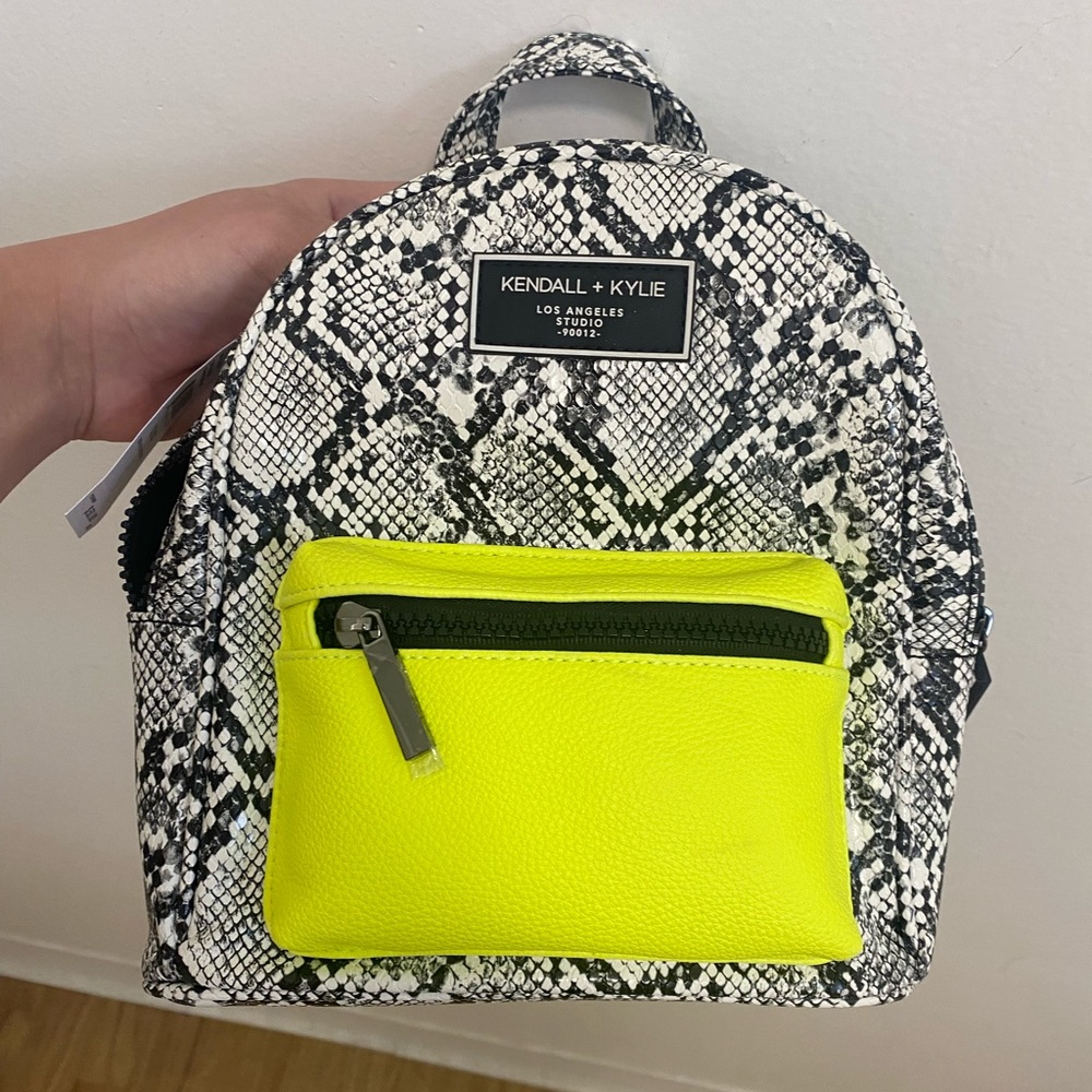 Kendall + Kylie mini snakeskin backpack